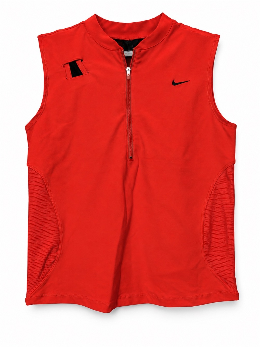 Nike Women Red Sleeveless Zip Tank Top w/ built-in bra & Black Swoosh